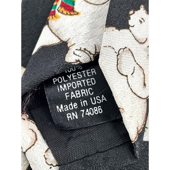 Vintage Coca-Cola Polar Bear Tie Black Novelty Neckwear Made In USA 100% Polyest - Picture 7 of 7